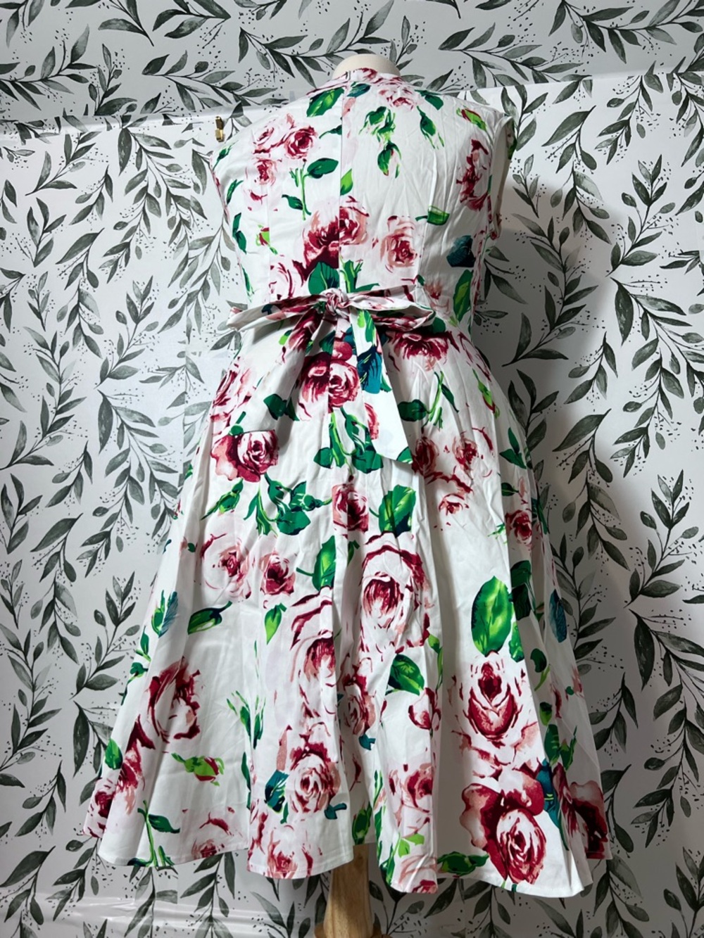 Flowers Retro Vintage Cotton Dress Sz XL 18 Elegant Classic Fit & Flare Bohemian - Picture 8 of 13
